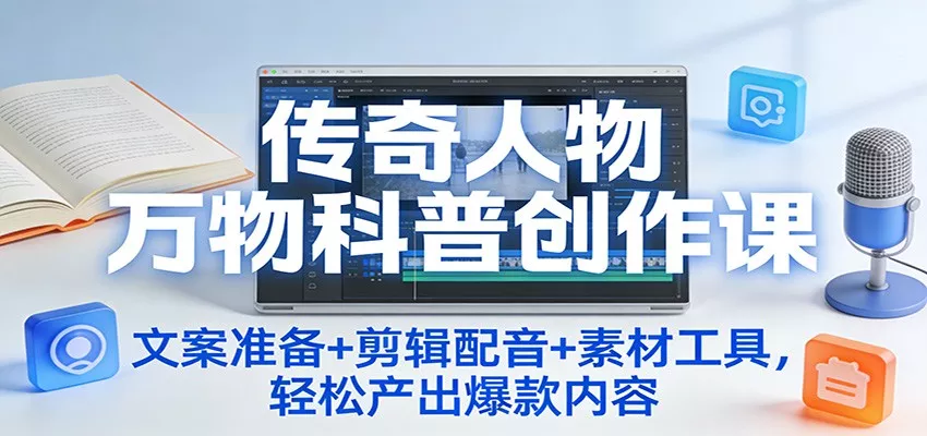 传奇人物万物科普创作课：文案准备+剪辑配音+素材工具，轻松产出爆款内容 - 项目资源网