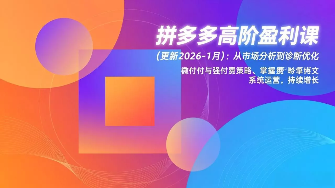 拼多多高阶盈利课(更新2026-1月 拼多多高阶盈利课(更新2026-1月
