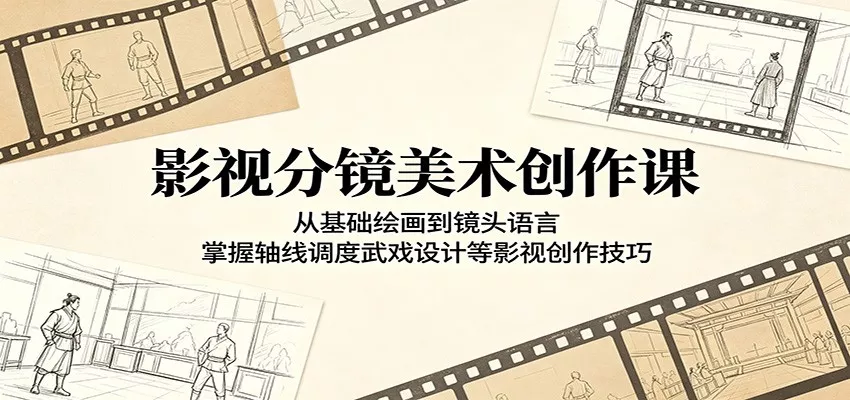影视分镜美术创作课：从基础绘画到镜头语言，掌握轴线调度武戏设计等影视创作技巧 - 项目资源网
