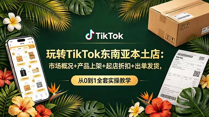 玩转TikTok东南亚本土店:市场概况+产品上架+起店折扣+出单发货,从0到1全套实操教学 玩转TikTok东南亚本土店:市场概况+产品上架+起店折扣+出单发货,从0到1全套实操教学