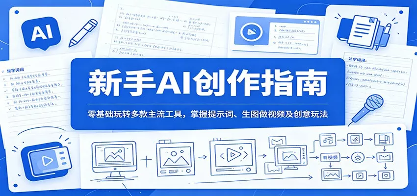 新手AI创作指南：零基础玩转多款主流工具，掌握提示词、生图做视频及创意玩法 - 项目资源网