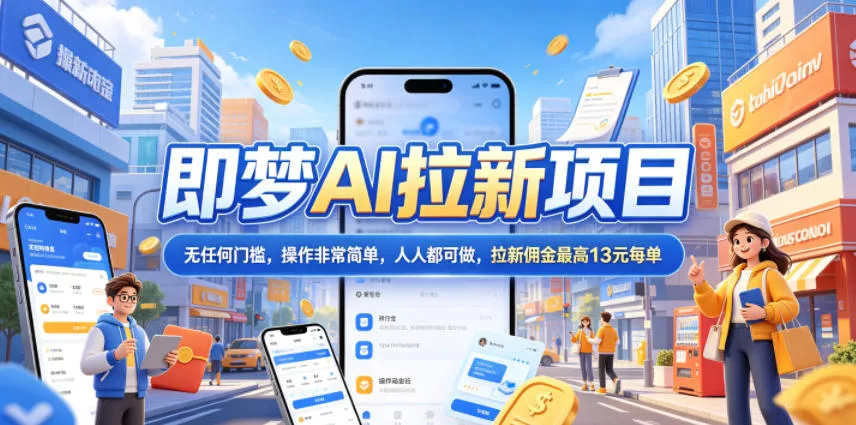 2026年即梦AI拉新项目最新玩法，无任何门槛，操作非常简单，人人都可做，拉新佣金最高13米每单(更新6月30日) - 项目资源网