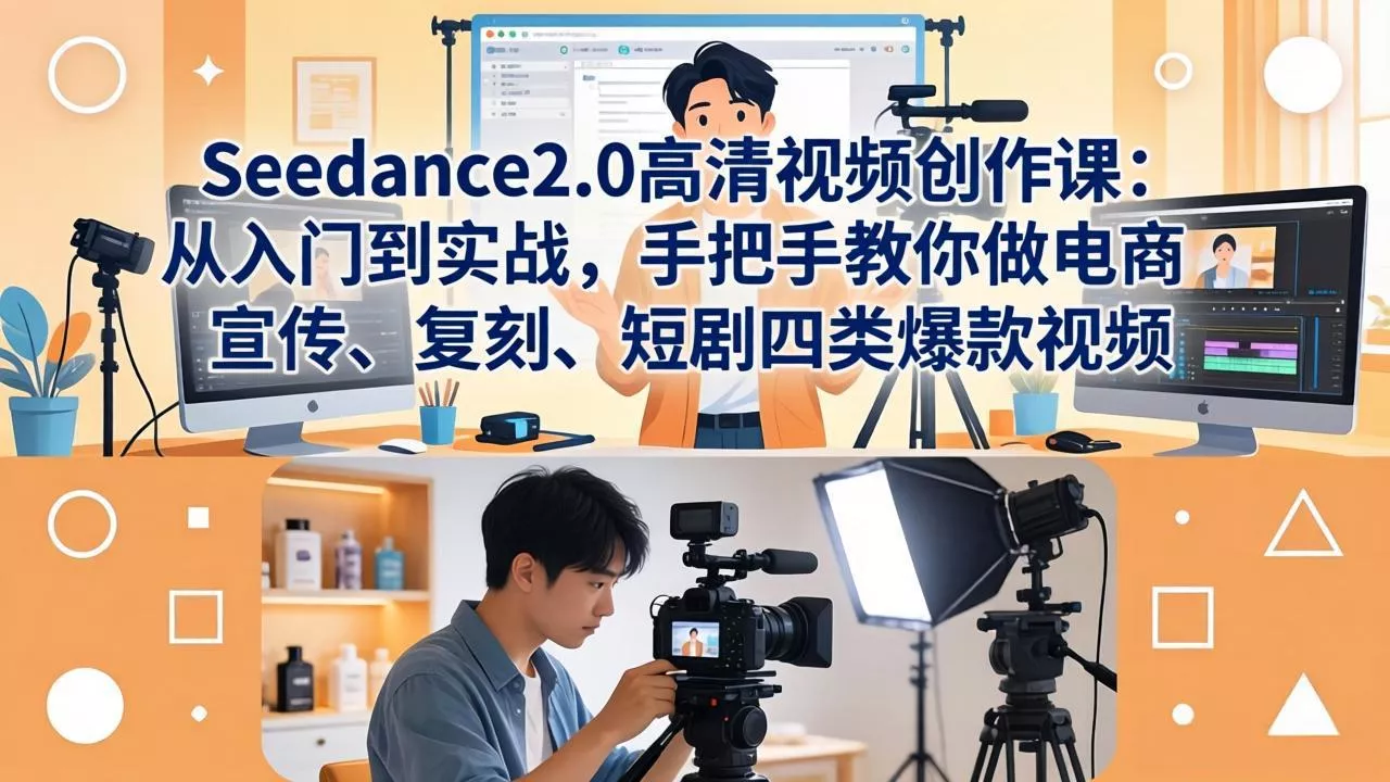 Seedance2.0高清视频创作课:从入门到实战,手把手教你做电商、宣传、复刻、短剧四类爆款视频 Seedance2.0高清视频创作课:从入门到实战,手把手教你做电商、宣传、复刻、短剧四类爆款视频