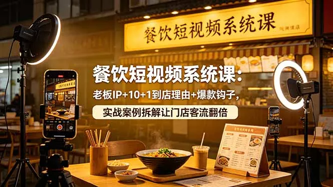 餐饮短视频系统课：老板IP+10+1到店理由+爆款钩子，实战案例拆解让门店客流翻倍 - 项目资源网