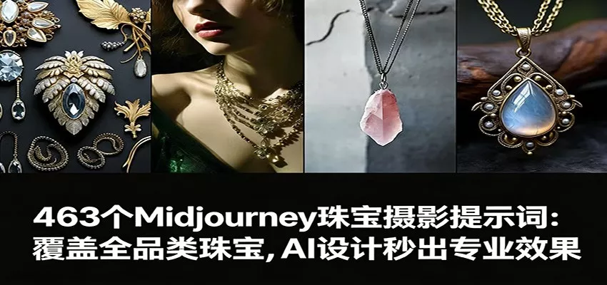 463个Midjourney珠宝摄影提示词：覆盖全品类珠宝，AI设计秒出专业效果 - 项目资源网