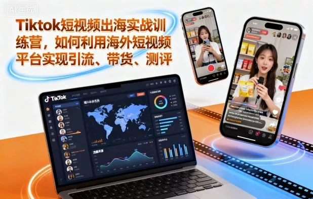 Tiktok短视频出海实战训练营，如何利用海外短视频平台实现引流、带货、测评 - 项目资源网