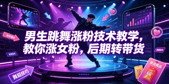 男生跳舞涨粉技术教学，教你涨女粉，后期转带货 - 项目资源网