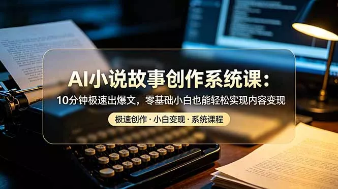 AI小说故事创作系统课：10分钟极速出爆文，零基础小白也能轻松实现内容变现 - 项目资源网