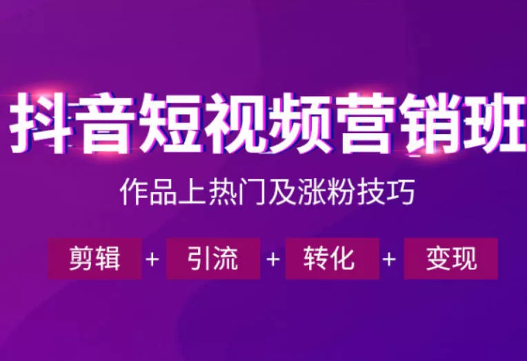 抖音短视频运营班，一门课学会作品上热门及涨粉技巧，引流转化剪辑变现(2026年5月) - 项目资源网