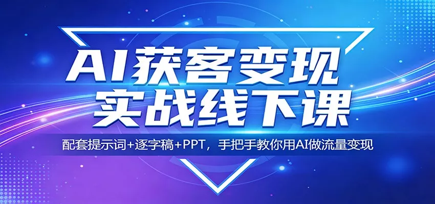 AI获客变现实战线下课：配套提示词+逐字稿+PPT，手把手教你用AI做流量变现 - 项目资源网