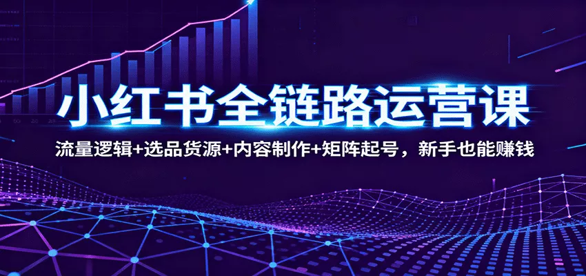 小红书全链路运营课：流量逻辑+选品货源+内容制作+矩阵起号，新手也能赚钱 - 项目资源网