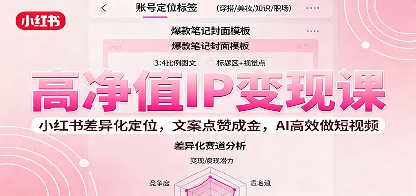 高净值IP变现课：小红书差异化定位，文案点赞成金， AI高效做短视频 - 项目资源网