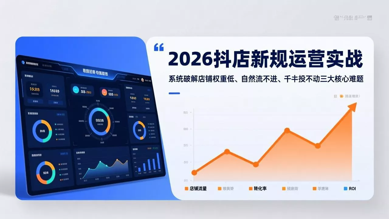 2026抖店新规运营实战:系统破解店铺权重低、自然流不进、千川投不动三大核心难题 2026抖店新规运营实战:系统破解店铺权重低、自然流不进、千川投不动三大核心难题