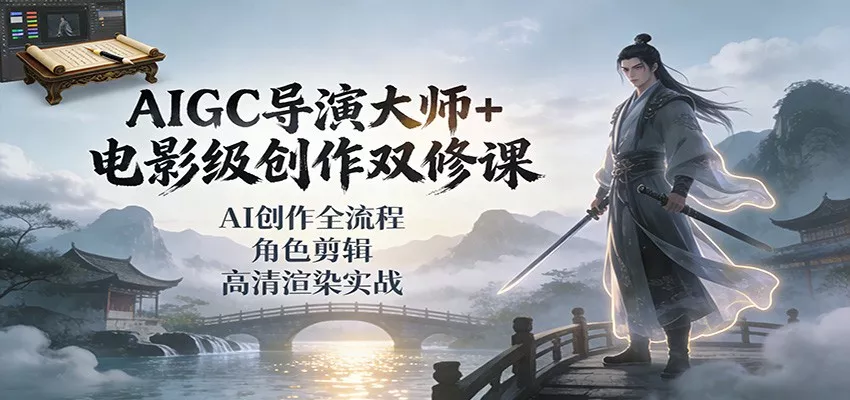 AIGC导演大师+电影级创作双修课：AI创作全流程、角色剪辑、高清渲染实战 - 项目资源网