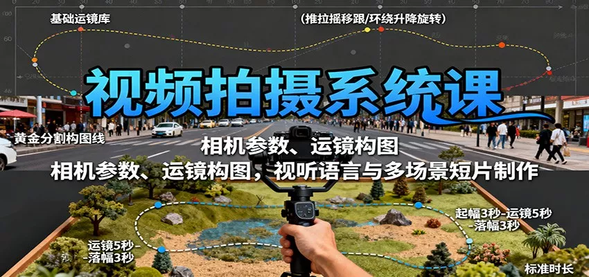 视频拍摄系统课：相机参数、运镜构图，视听语言与多场景短片制作 - 项目资源网
