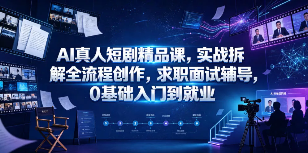 AI真人短剧精品课，实战拆解全流程创作，求职面试辅导，0基础入门到就业 - 项目资源网