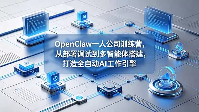 OpenClaw 一人公司训练营,从部署调试到多智能体搭建,打造全自动 AI 工作引擎 OpenClaw 一人公司训练营,从部署调试到多智能体搭建,打造全自动 AI 工作引擎