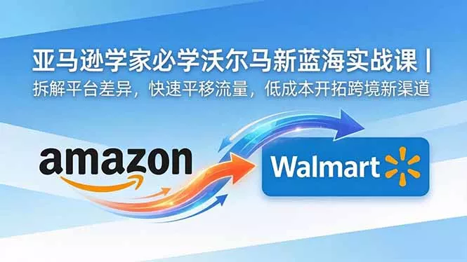 亚马逊卖家必学沃尔玛新蓝海实战课｜拆解平台差异，快速平移流量，低成本开拓跨境新渠道 - 项目资源网
