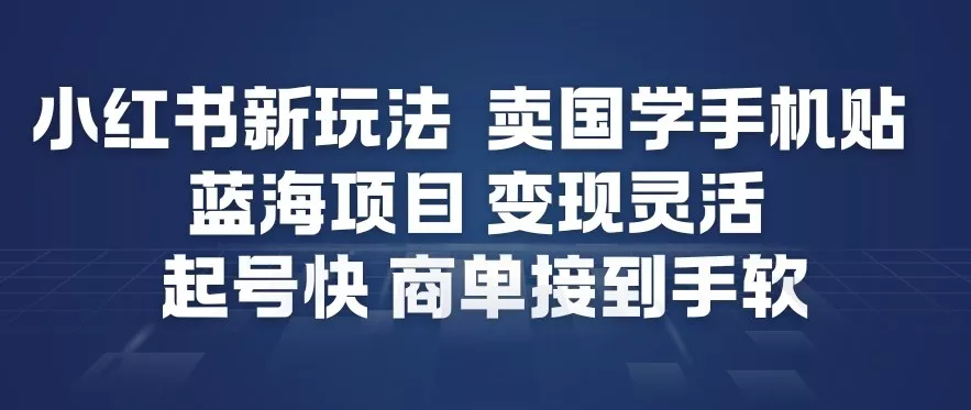 小红书新玩法，卖国学手机贴，蓝海项目，变现灵活，起号快，商单接到手软 - 项目资源网