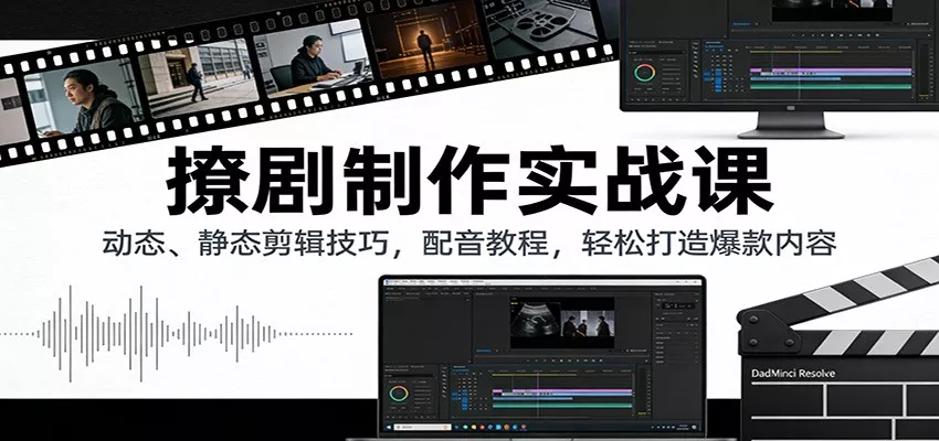 撩剧制作实战课：动态、静态剪辑技巧，配音教程，轻松打造爆款内容 - 项目资源网