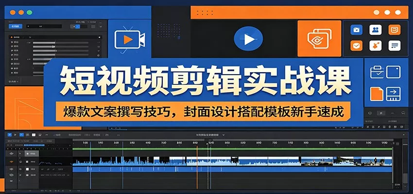 短视频剪辑实战课：爆款文案撰写技巧，封面设计搭配模板新手速成 - 项目资源网