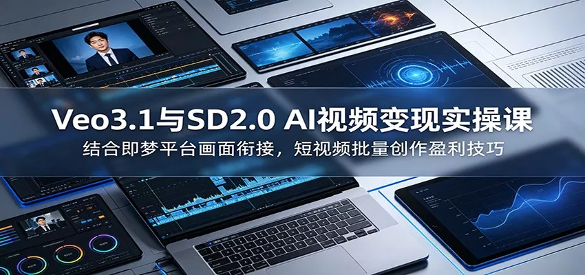 Veo3.1与SD2.0 AI视频变现实操课课：结合即梦平台画面衔接，短视频批量创作盈利技巧 - 项目资源网