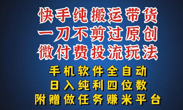 最新黑科技快手搬运带货方法，手机就能操作，轻松带你日入四位数【揭秘】 - 项目资源网
