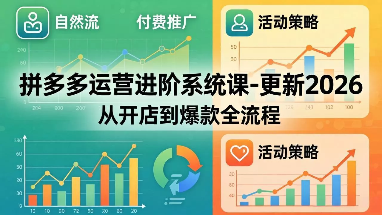 拼多多运营进阶系统课-更新2026:从开店到爆款全流程,自然流+付费推广+活动策略 拼多多运营进阶系统课-更新2026:从开店到爆款全流程,自然流+付费推广+活动策略