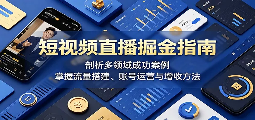 短视频直播掘金指南：剖析多领域成功案例，掌握流量搭建、账号运营与增收方法 - 项目资源网