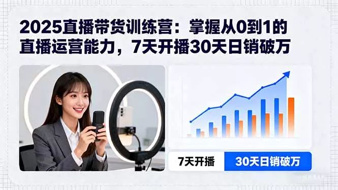 2025直播带货训练营：掌握从0到1的直播运营能力，7天开播30天日销破万 - 项目资源网
