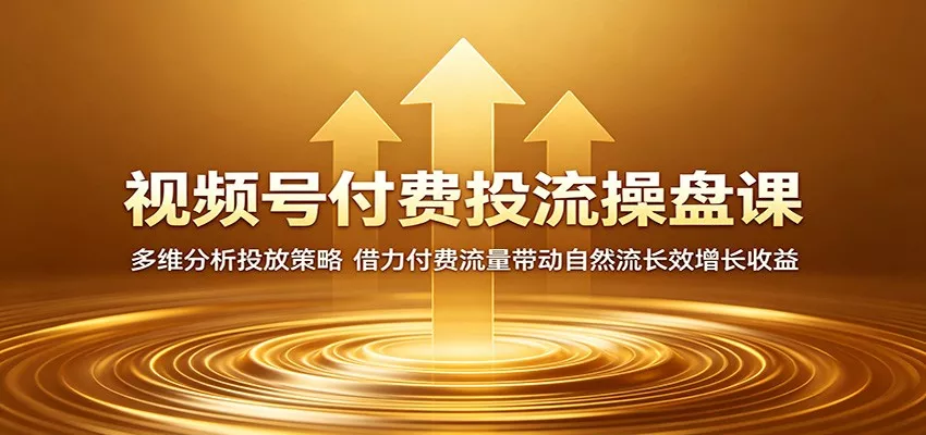 视频号付费投流操盘课：多维分析投放策略，借力付费流量带动自然流长效增长收益 - 项目资源网