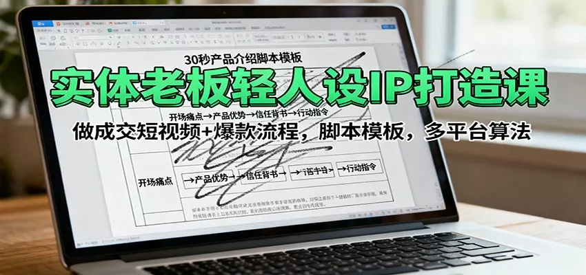 实体老板轻人设IP打造课：做成交短视频+爆款流程，脚本模板，多平台算法 - 项目资源网