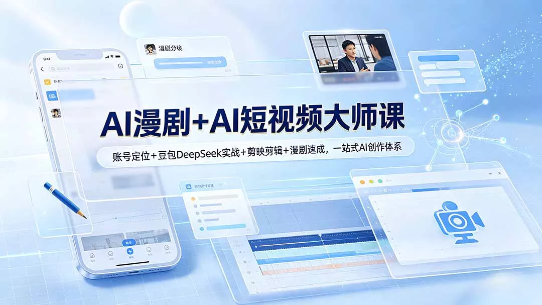 AI漫剧+AI短视频大师课：账号定位+豆包DeepSeek实战+剪映剪辑+漫剧速成，一站式AI创作体系 - 项目资源网