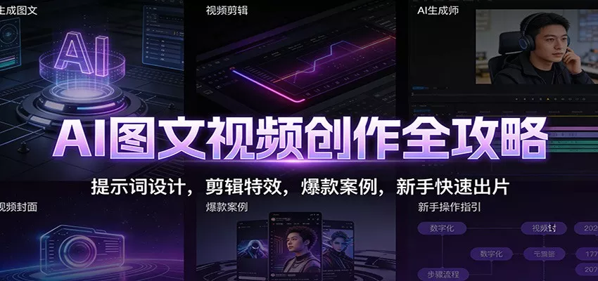 AI图文视频创作全攻略：提示词设计，剪辑特效，爆款案例，新手快速出片 - 项目资源网