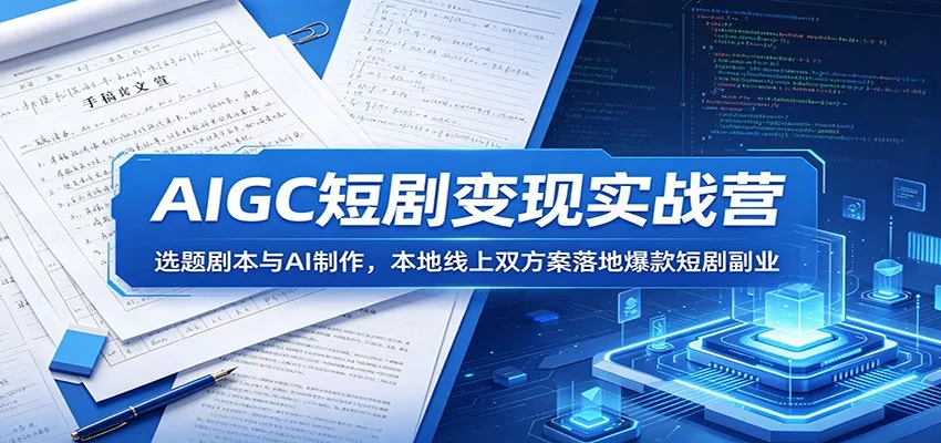 AIGC短剧变现实战营：选题剧本与AI制作，本地线上双方案落地爆款短剧副业 - 项目资源网