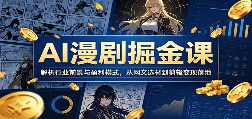 AI漫剧掘金课：解析行业前景与盈利模式，从网文选材到剪辑变现落地 - 项目资源网