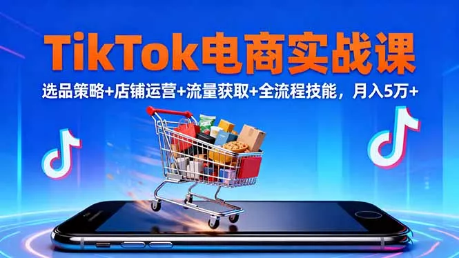 TikTok电商实战课10月，选品策略+店铺运营+流量获取+全流程技能，月入5万+ - 项目资源网