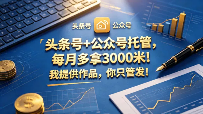 头条号+公众号托管,每月多拿3000米!我提供作品,你只管发!【揭秘】 头条号+公众号托管,每月多拿3000米!我提供作品,你只管发!【揭秘】
