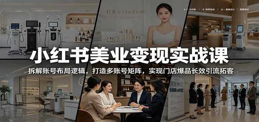 小红书美业变现实战课:拆解账号布局逻辑,打造多账号矩阵,实现门店爆品长效引流拓客 - 项目资源网