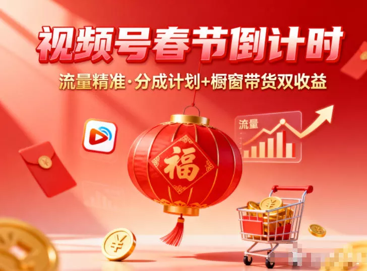 视频号做春节倒计时，流量精准，分成计划+橱窗带货双收益 - 项目资源网