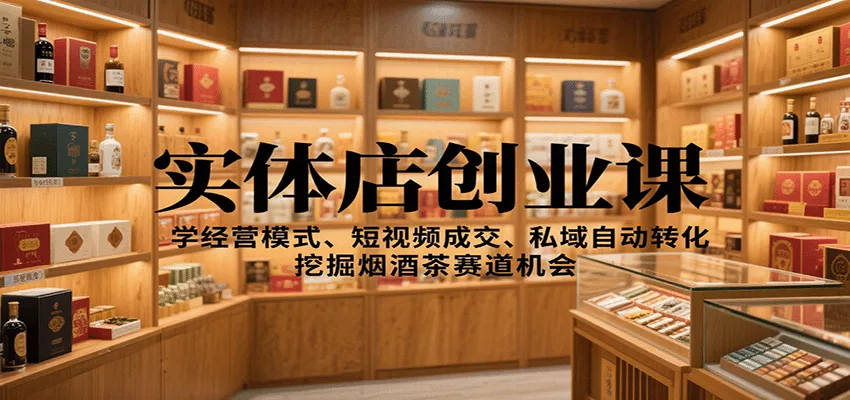 实体店创业课：学经营模式、短视频成交、私域自动转化，挖掘烟酒茶赛道机会 - 项目资源网