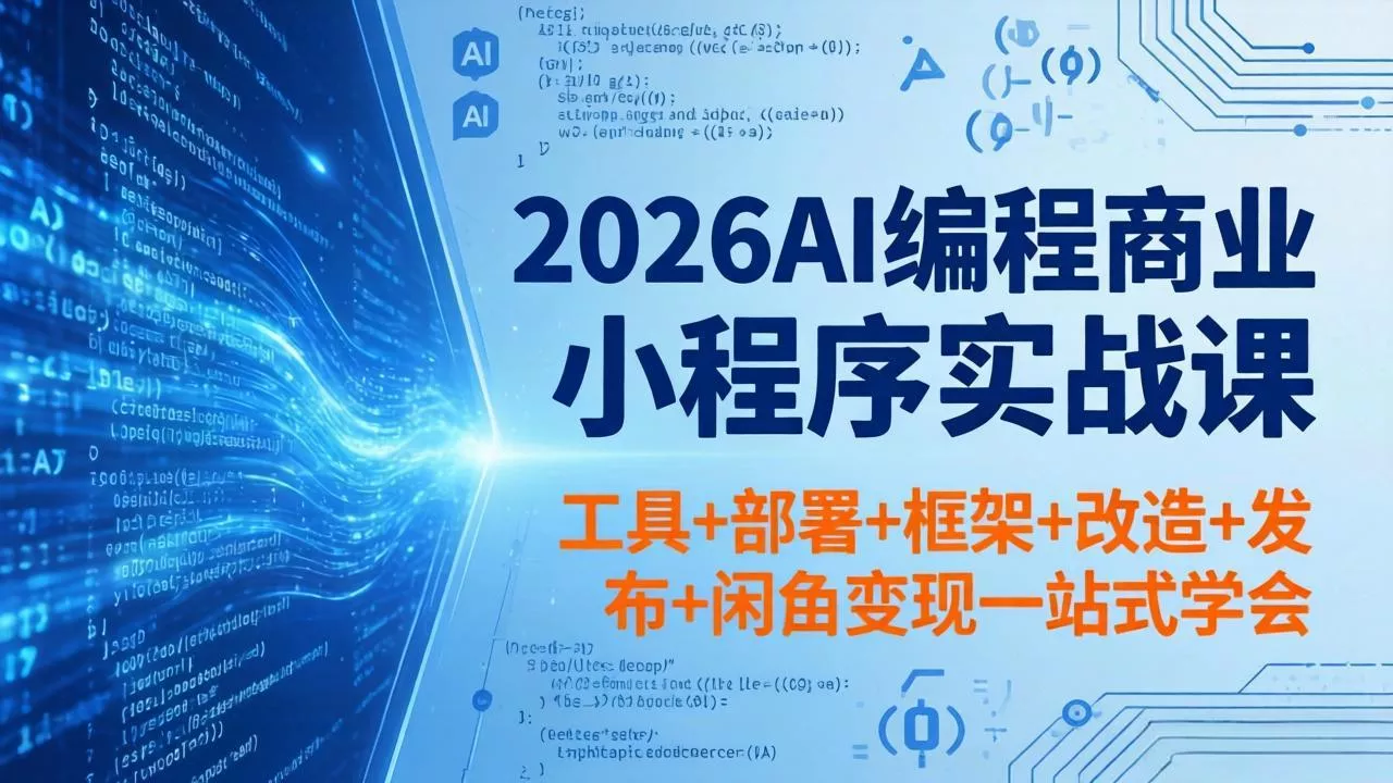 2026AI编程商业小程序实战课,工具+部署+框架+改造+发布+闲鱼变现一站式学会 2026AI编程商业小程序实战课,工具+部署+框架+改造+发布+闲鱼变现一站式学会