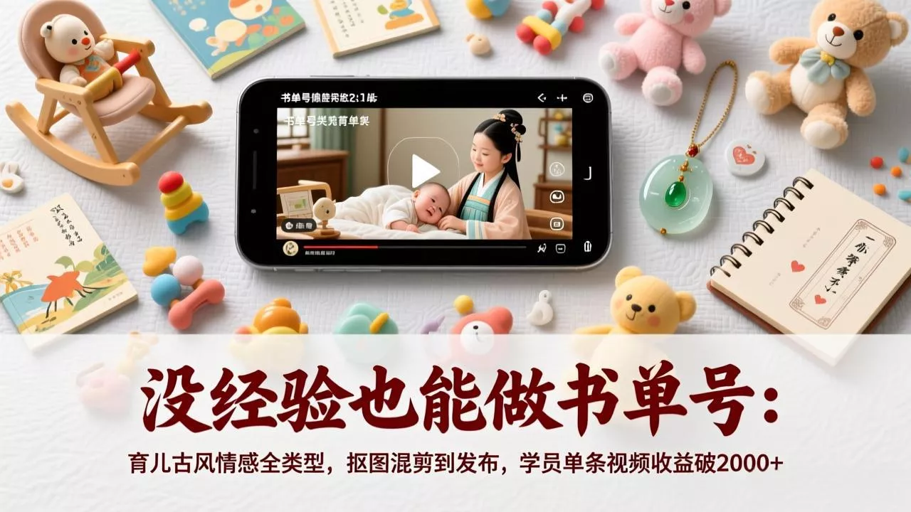 没经验也能做书单号:育儿古风情感全类型,抠图混剪到发布,学员单条视频收益破2000+ 没经验也能做书单号:育儿古风情感全类型,抠图混剪到发布,学员单条视频收益破2000+