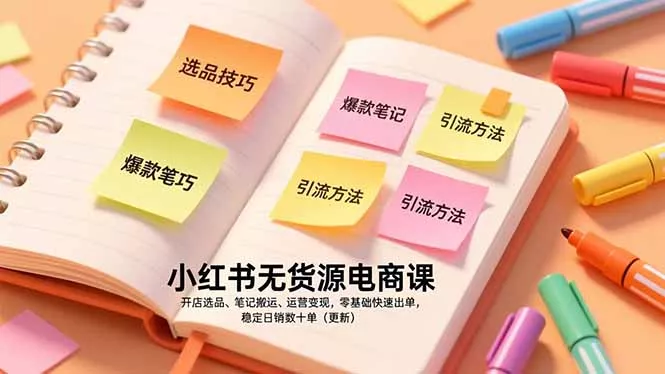 小红书无货源电商课,开店选品、笔记搬运、运营变现,零基础快速出单,稳定日销数十单(更新 小红书无货源电商课,开店选品、笔记搬运、运营变现,零基础快速出单,稳定日销数十单(更新
