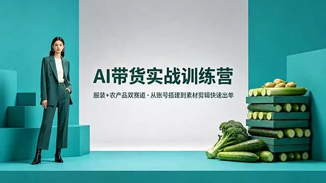 AI带货实战训练营,服装+农产品双赛道,从账号搭建到素材剪辑快速出单 AI带货实战训练营,服装+农产品双赛道,从账号搭建到素材剪辑快速出单