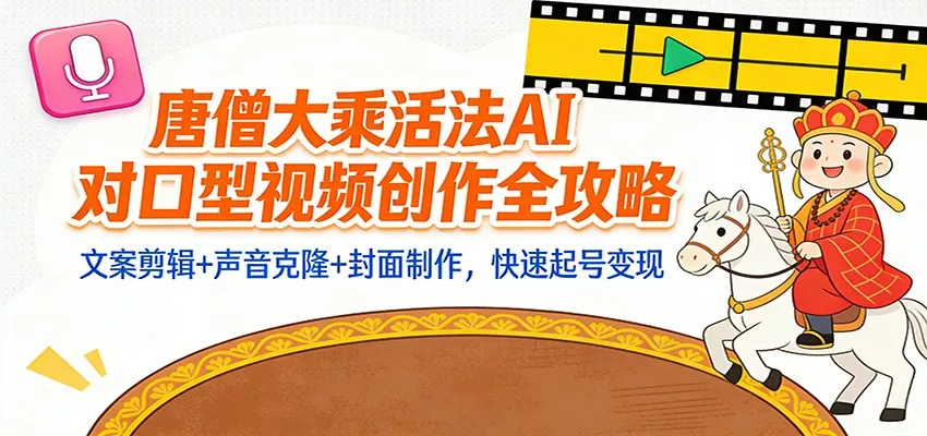 “大乘活法”AI对口型视频创作全攻略：文案剪辑+声音克隆+封面制作，快速起号变现 - 项目资源网
