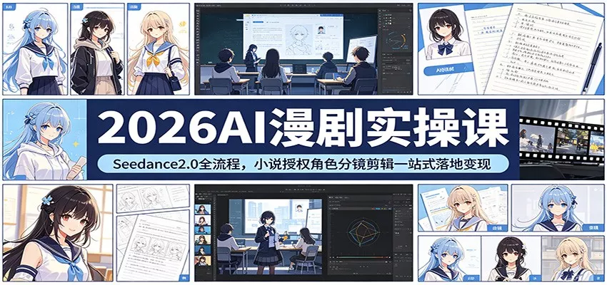 2026AI漫剧实操课：Seedance2.0全流程，小说授权角色分镜剪辑一站式落地变现 - 项目资源网