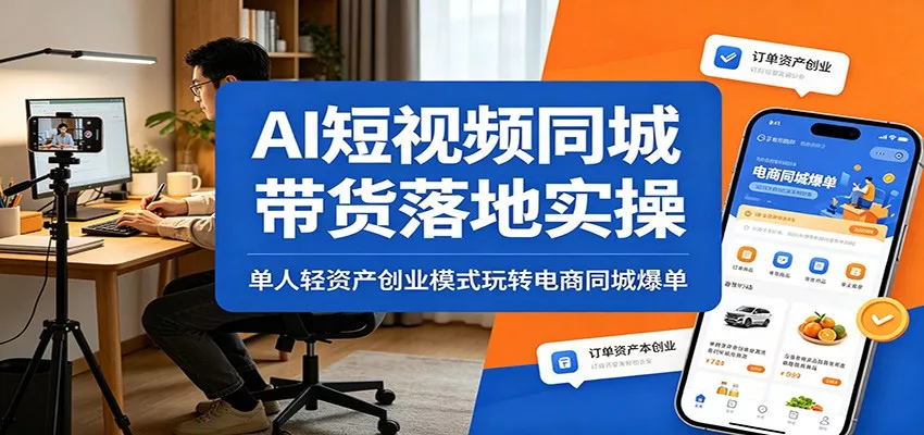 AI短视频同城带货落地实操：单人轻资产创业模式玩转电商同城爆单 - 项目资源网