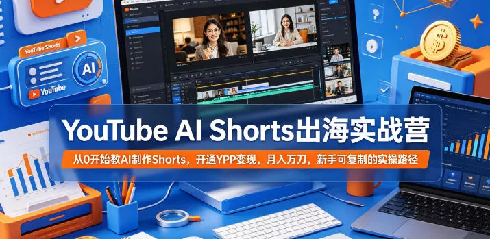 YouTube AI Shorts出海实战营,从0开始教AI制作Shorts,开通YPP变现,月入万刀,新手可复制的实操路径 YouTube AI Shorts出海实战营,从0开始教AI制作Shorts,开通YPP变现,月入万刀,新手可复制的实操路径
