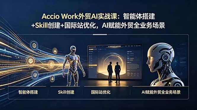 Accio Work外贸AI实战课:智能体搭建+Skill创建+国际站优化,AI赋能外贸全业务场景 Accio Work外贸AI实战课:智能体搭建+Skill创建+国际站优化,AI赋能外贸全业务场景